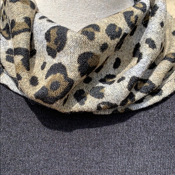 Black Leopard Animal Print Cowl Neck Knit Top - Picture 5 of 9